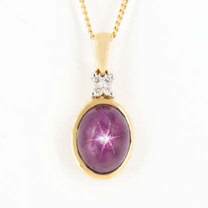 Star Ruby Pendant 14K Gold