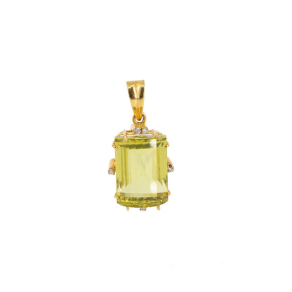 Large Lemon Quartz Pendant 18K Gold