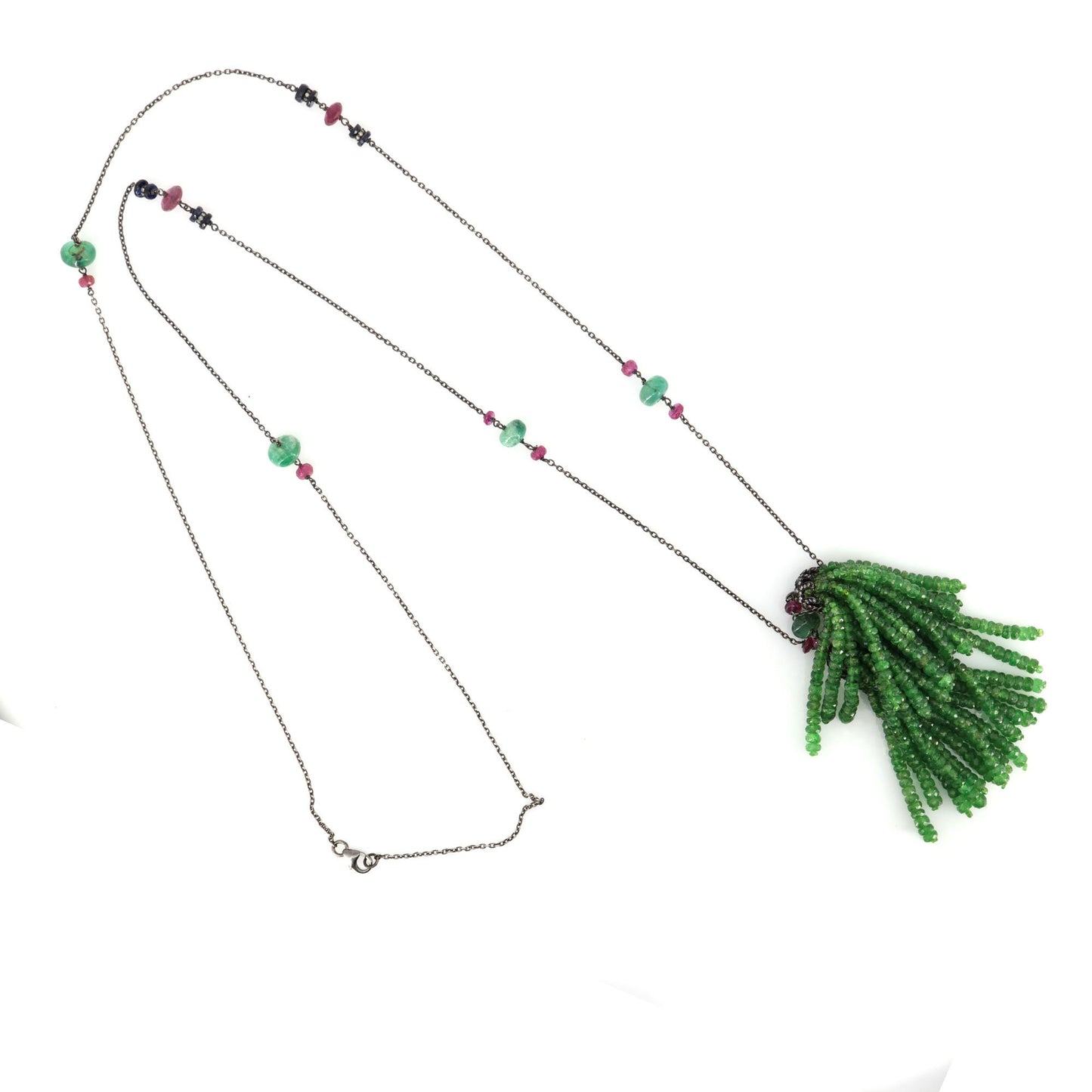 Handmade Tassel Emerald Necklace