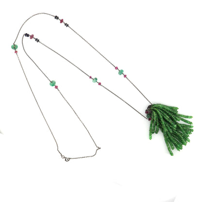 Handmade Tassel Emerald Necklace