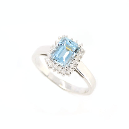 Cluster Aquamarine Jewelry Aquamarine Ring 14K Gold