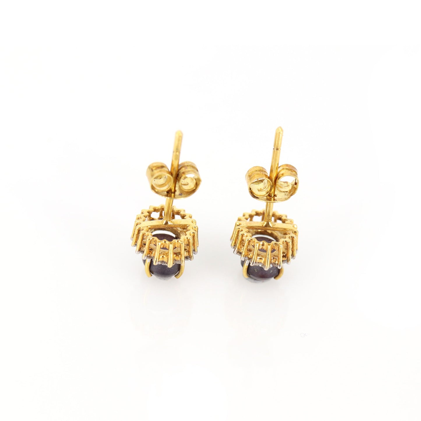 Star Ruby Studs Yellow Earring 18K Gold
