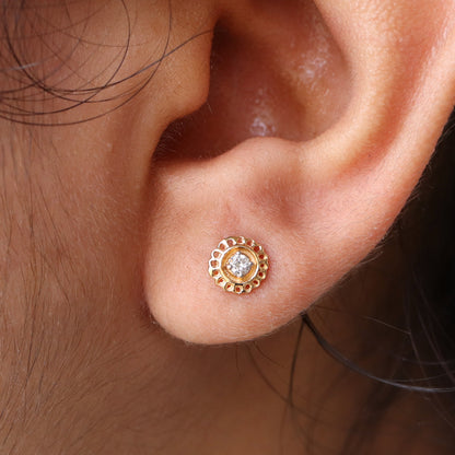 0.12 Real Studs Yellow Studs Earring 14K Gold