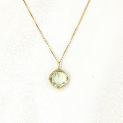 Green Amethyst Pendant 14K Gold