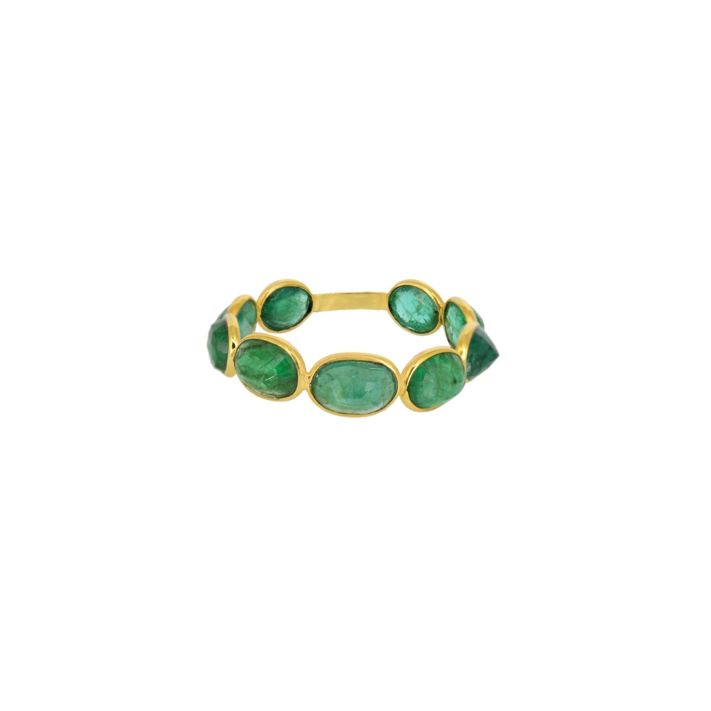 Emerald Eternity Band Ring 18K Gold