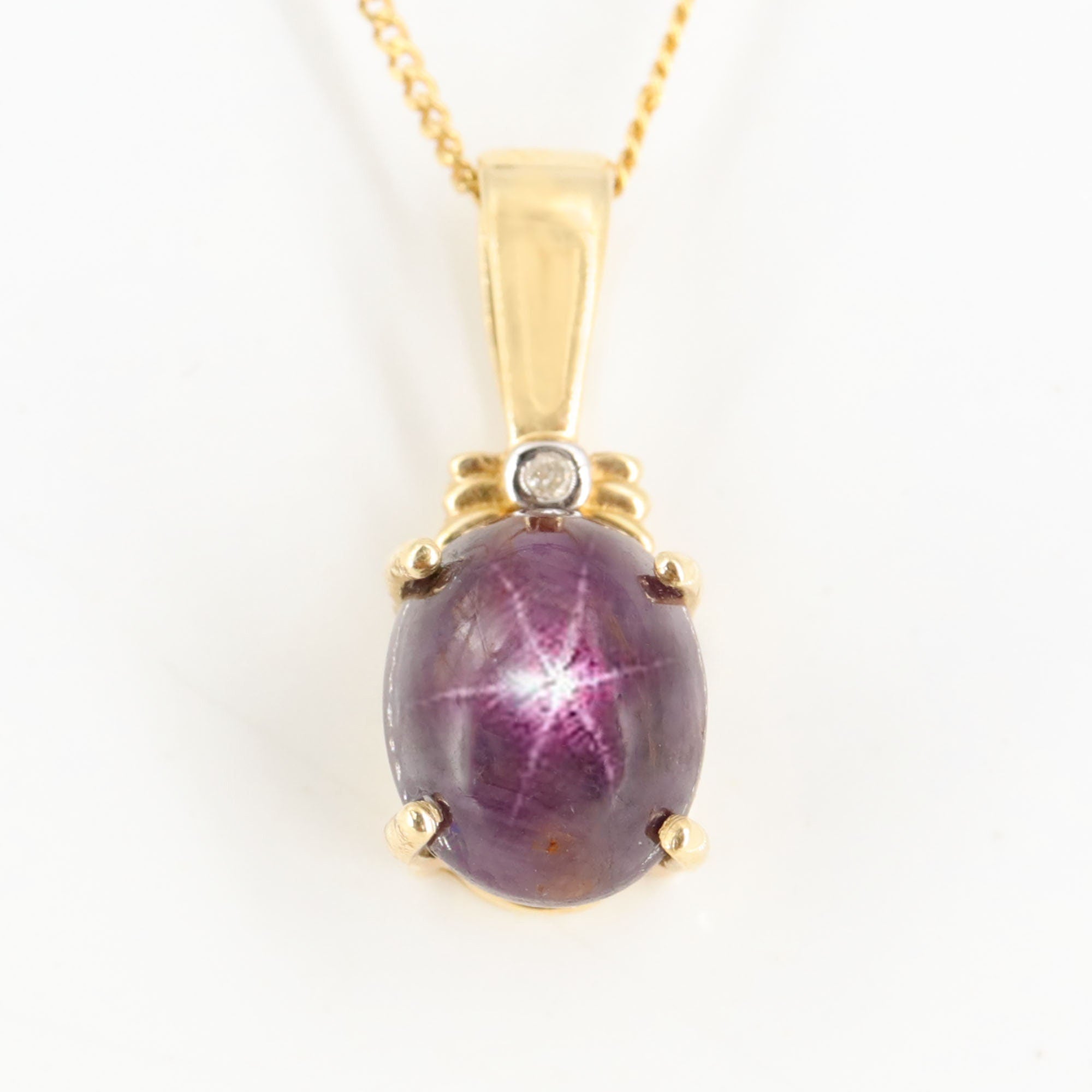Star Ruby Pendant 14K Gold