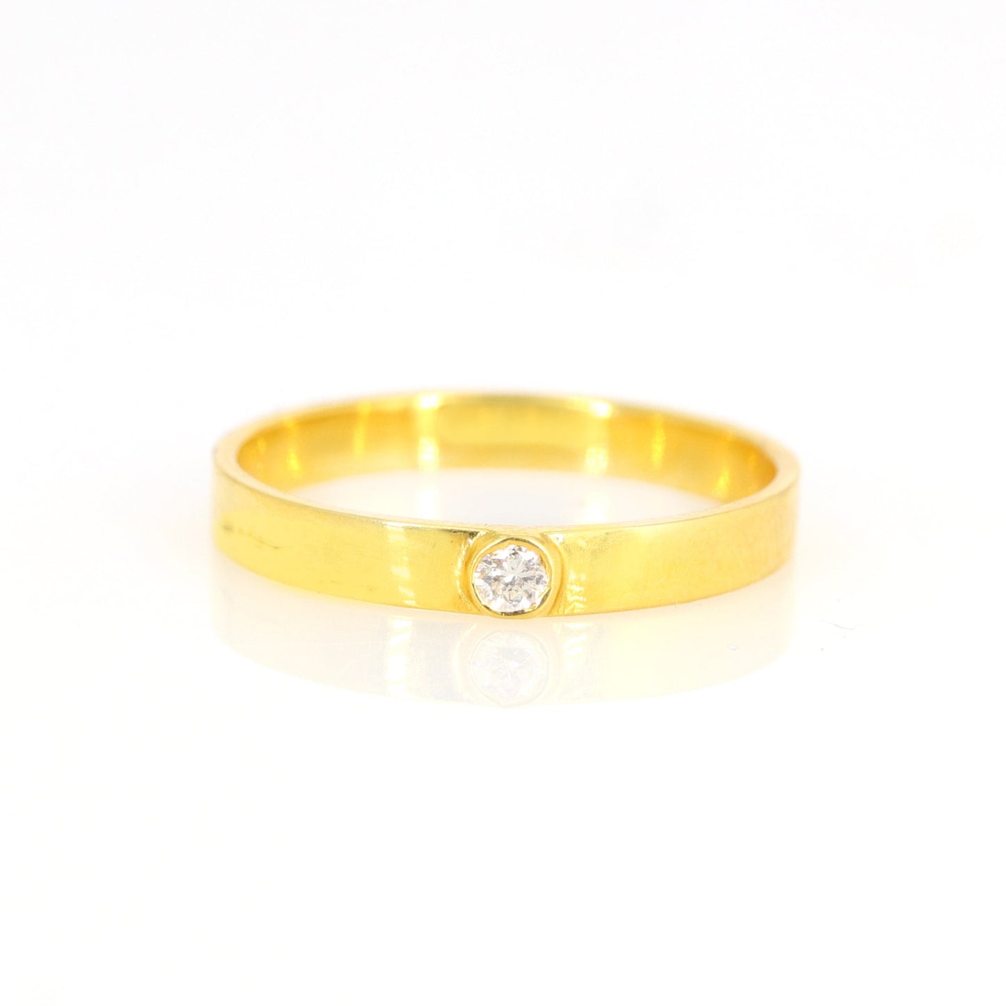 Dainty Yellow/White Band Round Cut Eternity Wedding Band Promise Ring 18K Gold