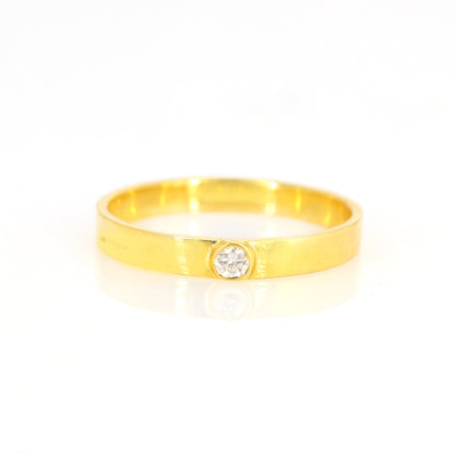 Dainty Yellow/White Band Round Cut Eternity Wedding Band Promise Ring 18K Gold