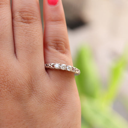 Brilliant Round Cut Stackable Wedding Ring 14K Gold