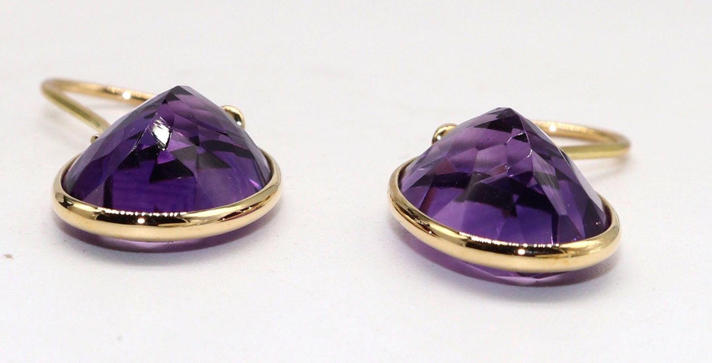 Yellow Handmade Amethyst Hanging Earring 18K Gold