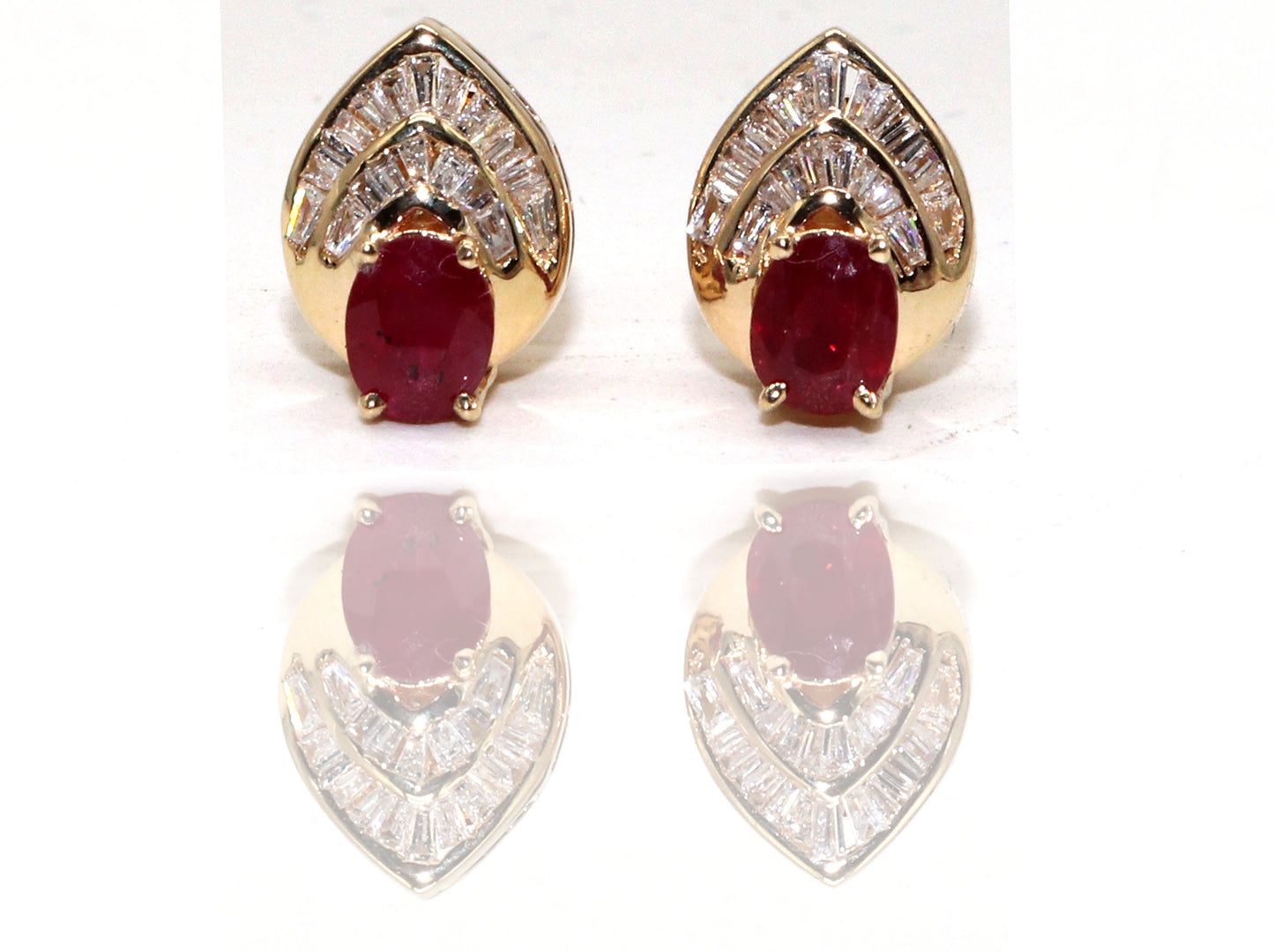 Handmade Ruby Anddiamond Earring 14K Gold