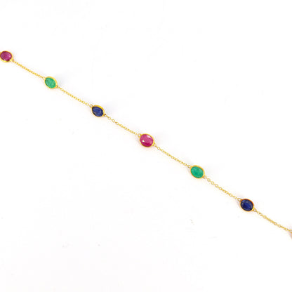 Yellow Colorful Rbe Gemstone Bracelet 18K Gold