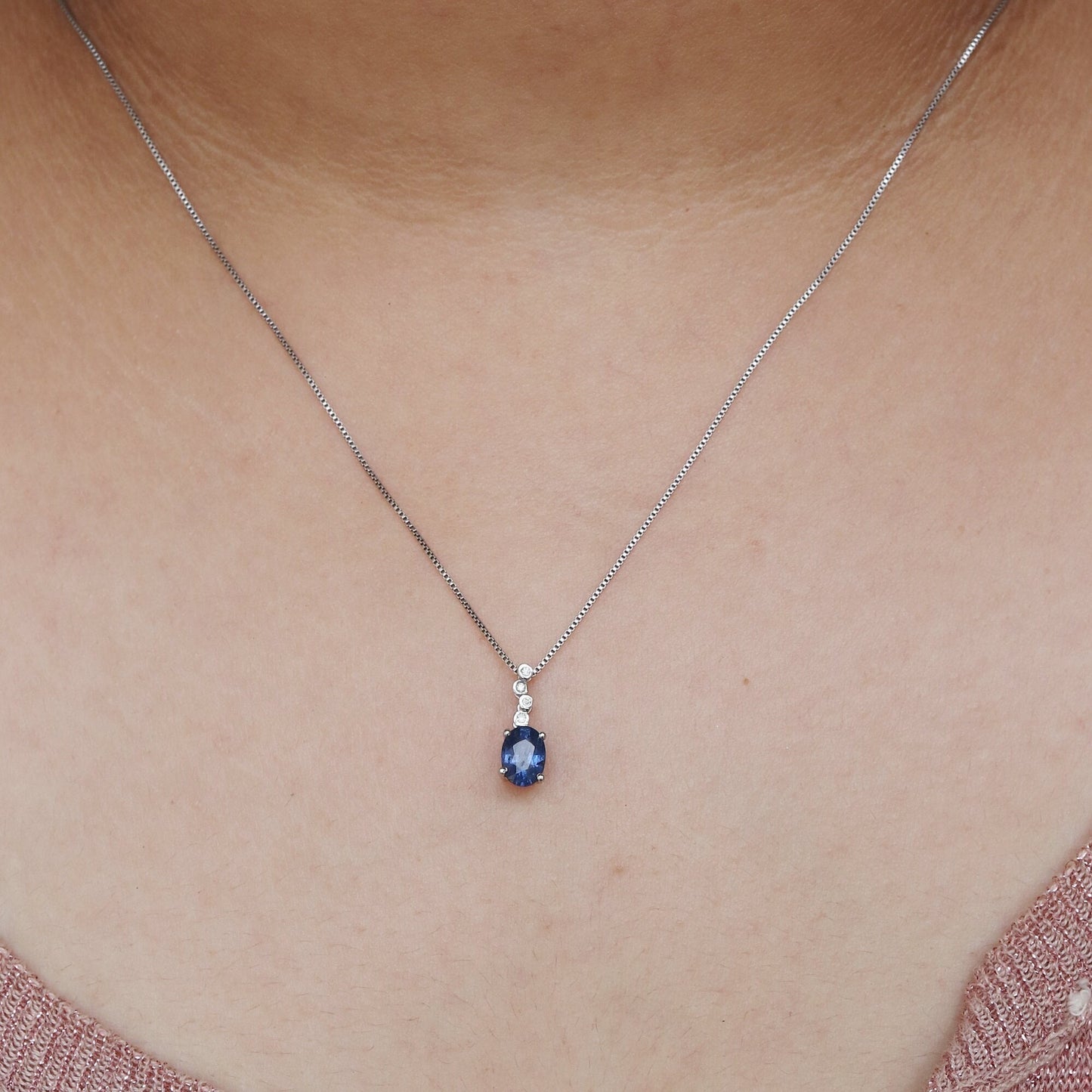 Blue Sapphire Necklace 14K Gold