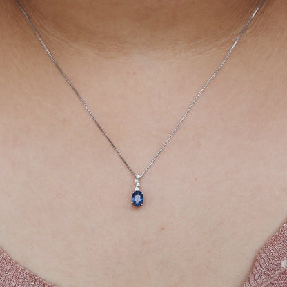 Blue Sapphire Necklace 14K Gold