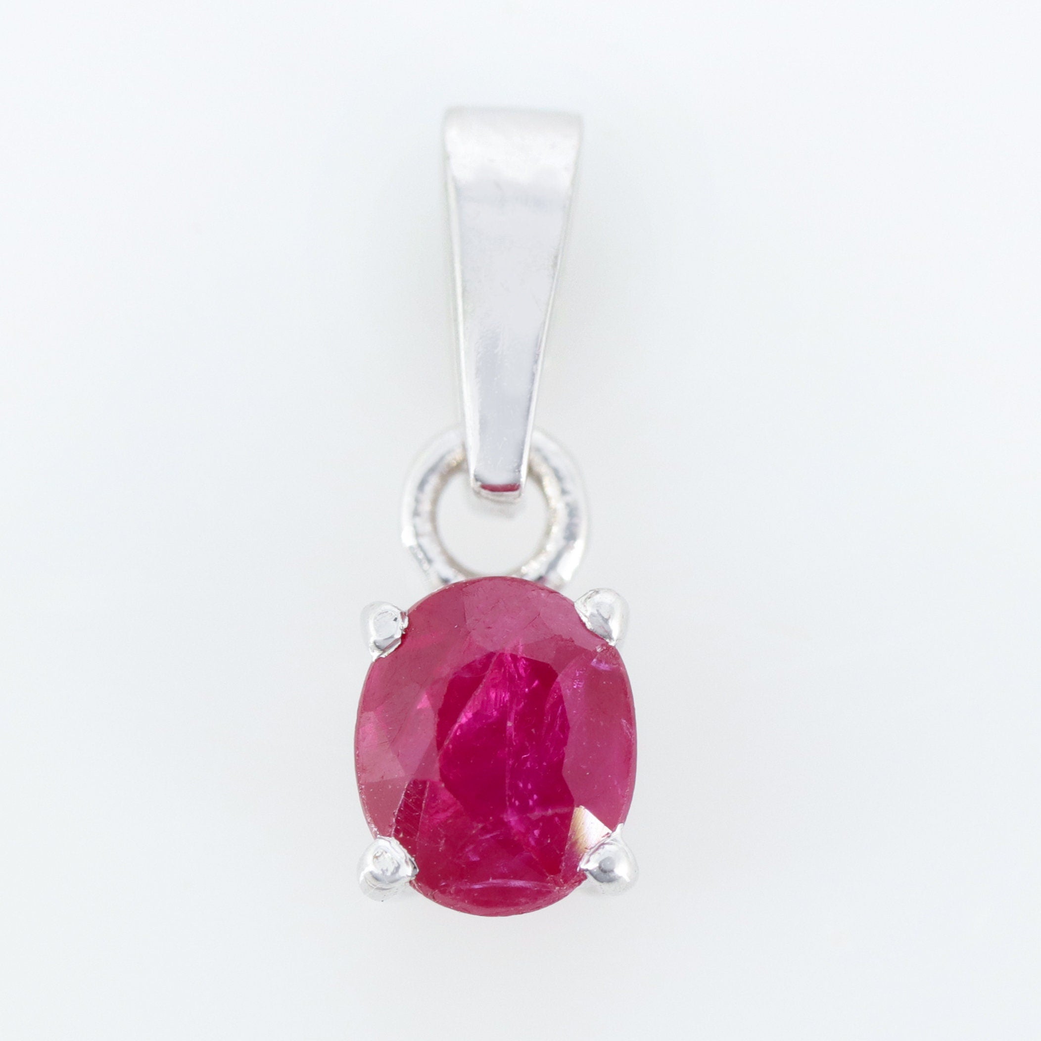 Vintage Sterling Ruby Pendant Silver