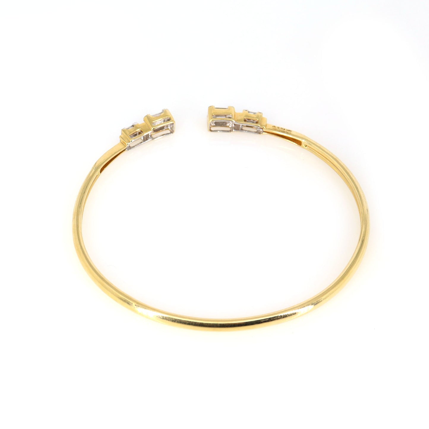 Yellow Open Cuff Illusion Bezel Stackable Bangle Cuff Bracelet 18K Gold