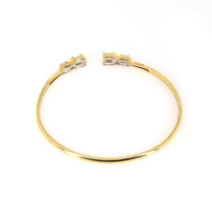 Yellow Open Cuff Illusion Bezel Stackable Bangle Cuff Bracelet 18K Gold
