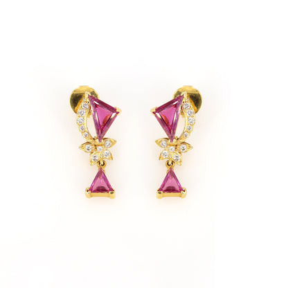 Rubellite Tourmaline Earring 18K Gold