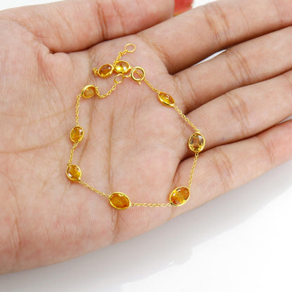 Yellow Sapphire Yellow Sapphire Handmade Bracelet 14K Gold