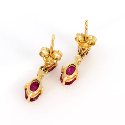 Ruby Studs/ Yellow Dainty Studs/ 15X5.5Mm Size Earring 14K Gold