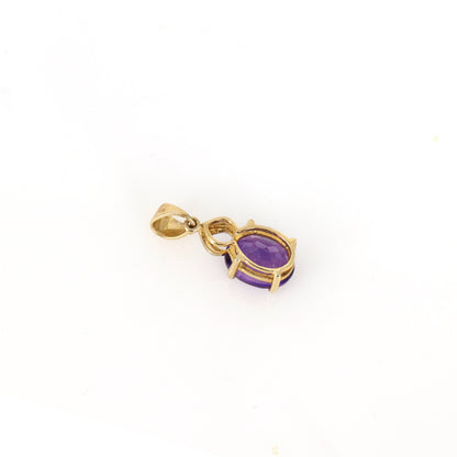 Vintage Amethyst Solitaire Pendant 14K Gold