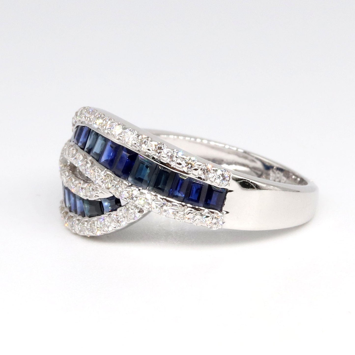 Handmade White Blue Sapphire Ring 14K Gold
