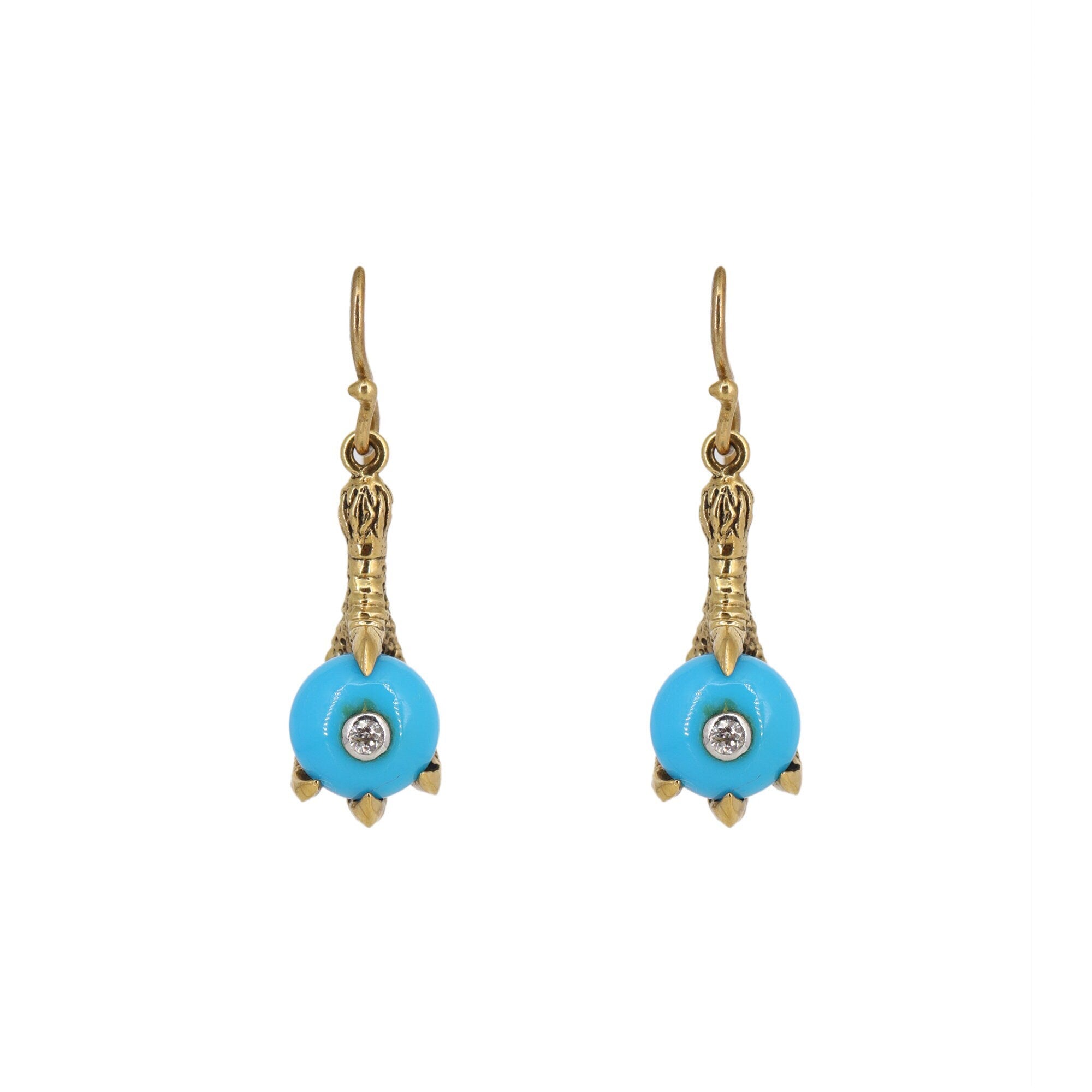Eagle Talon Design Dangles On 9K Yellow Ear Wires Earring Gold