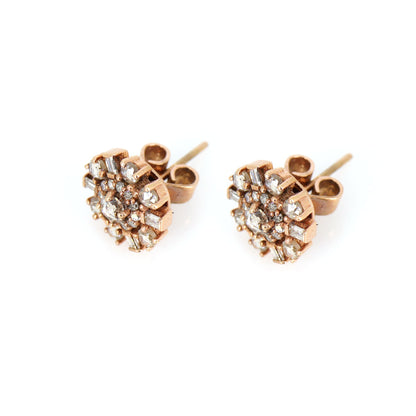 Rose Studs Baguette & Round Cut Rose Studs Real Rose Cut Earring 14K Gold
