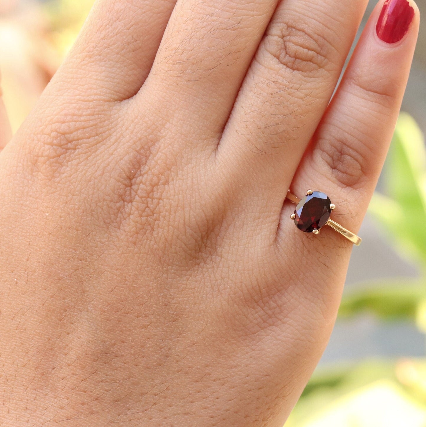 Garnet Ring 14K Gold