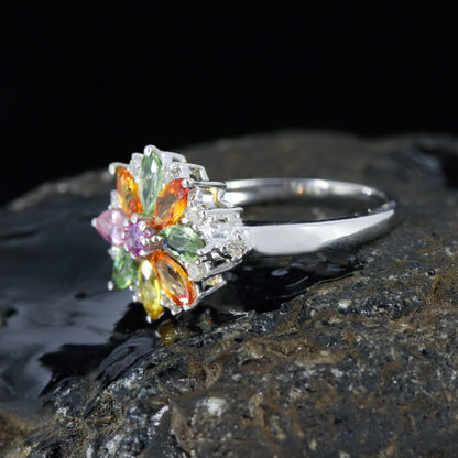 Classic Multi Sapphire Ring Silver