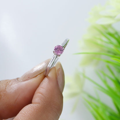 Dainty Pink Sapphire Ring Silver