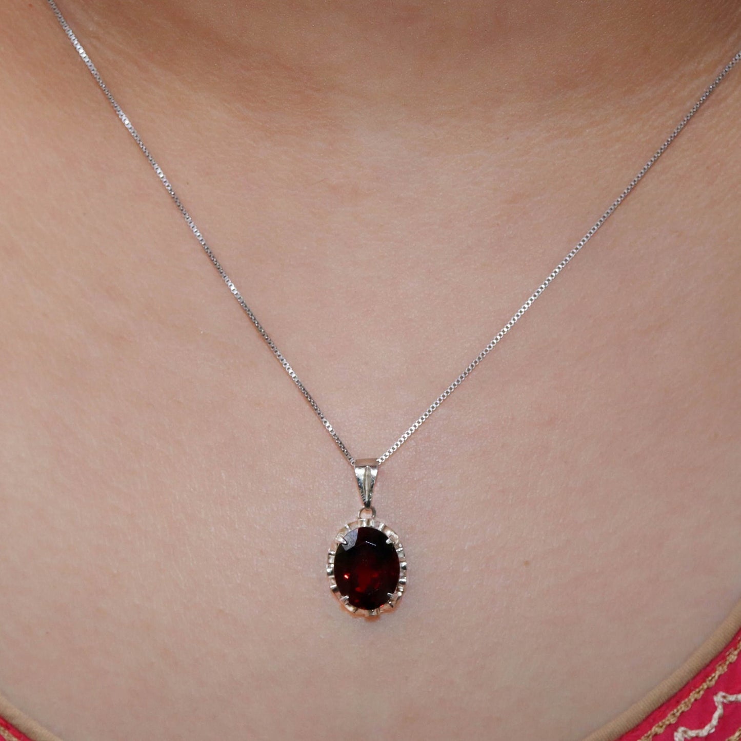 Platinum 900 Garnet Pendant