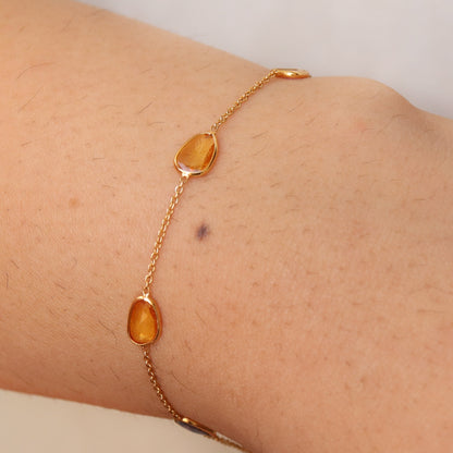 Yellow Sapphire Gemstone Necklace 18K Gold