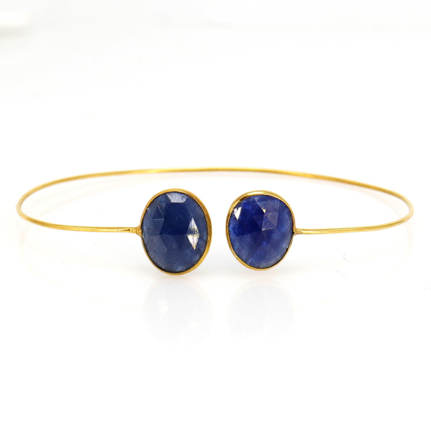 Oval Pear Shape Open Cuff Bangle Flexible Bangle Yellow Bangle B. Sapphire Fine Jewelry Anniversary 14K Gold