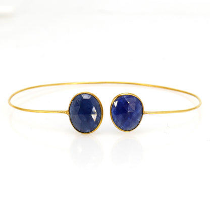 Oval Pear Shape Open Cuff Bangle Flexible Bangle Yellow Bangle B. Sapphire Fine Jewelry Anniversary 14K Gold