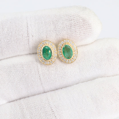 Emerald Stud Earring 14K Gold