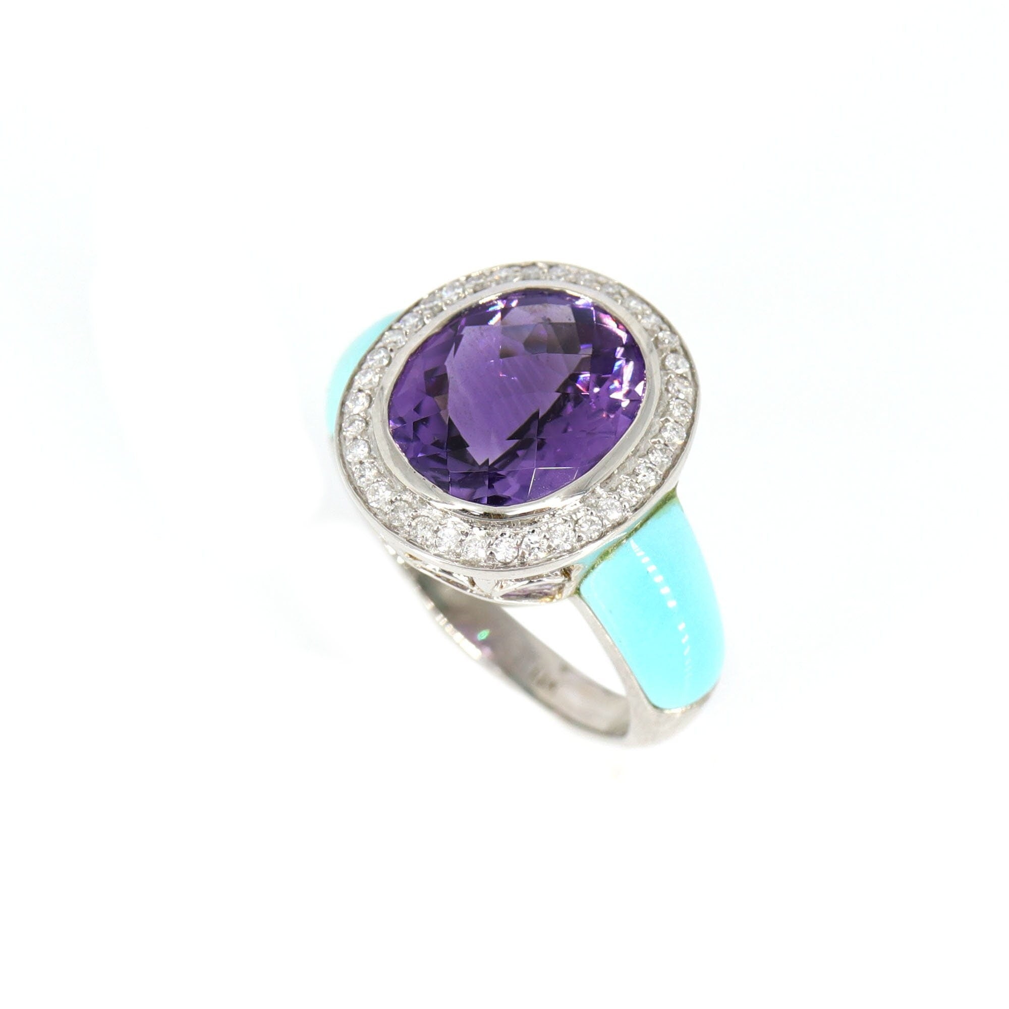 Vintage Style Amethyst Engagement Ring 18K Gold