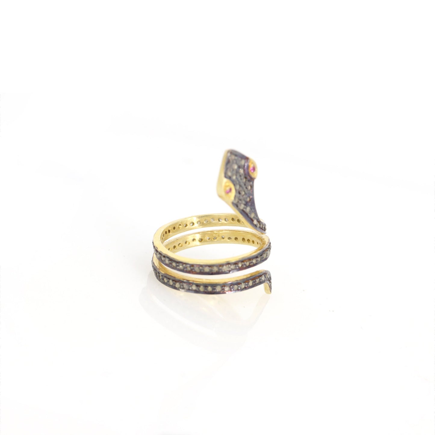 Snake Shape Pave Ring Gold