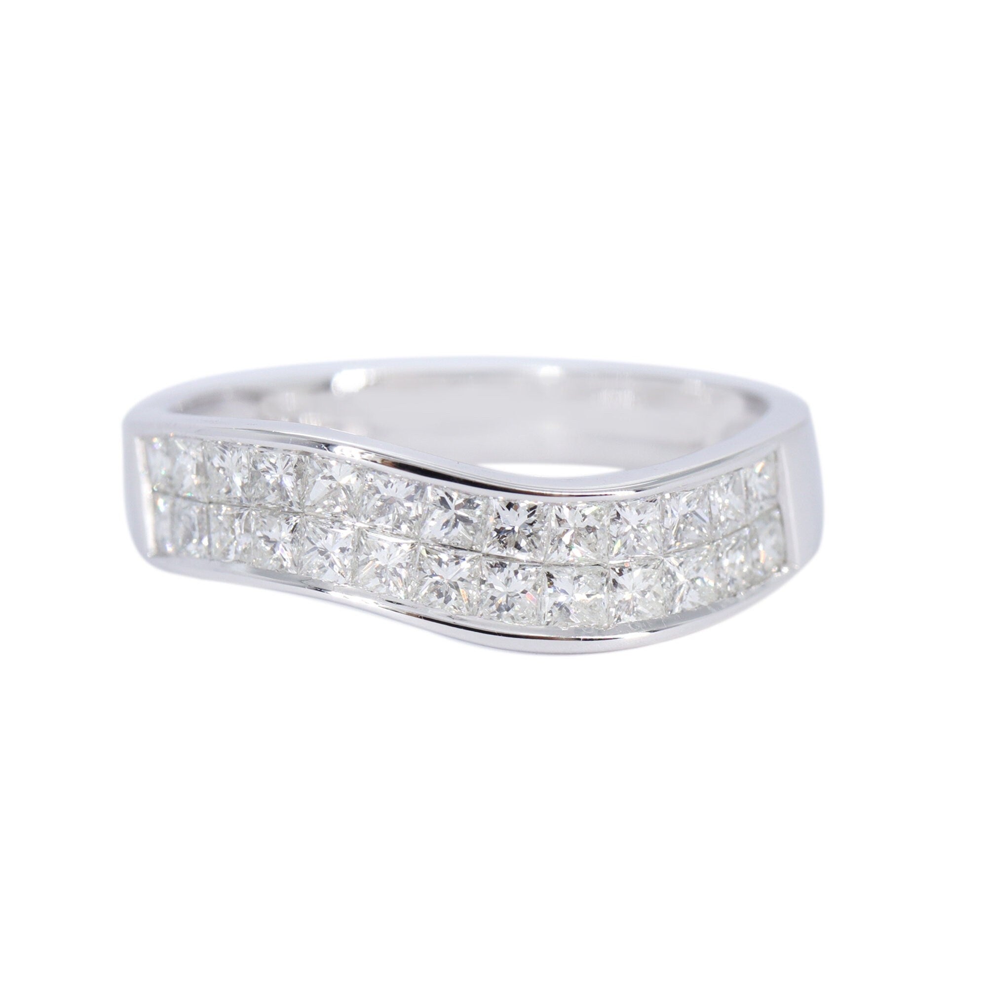 White Princess Cut Ring 14K Gold