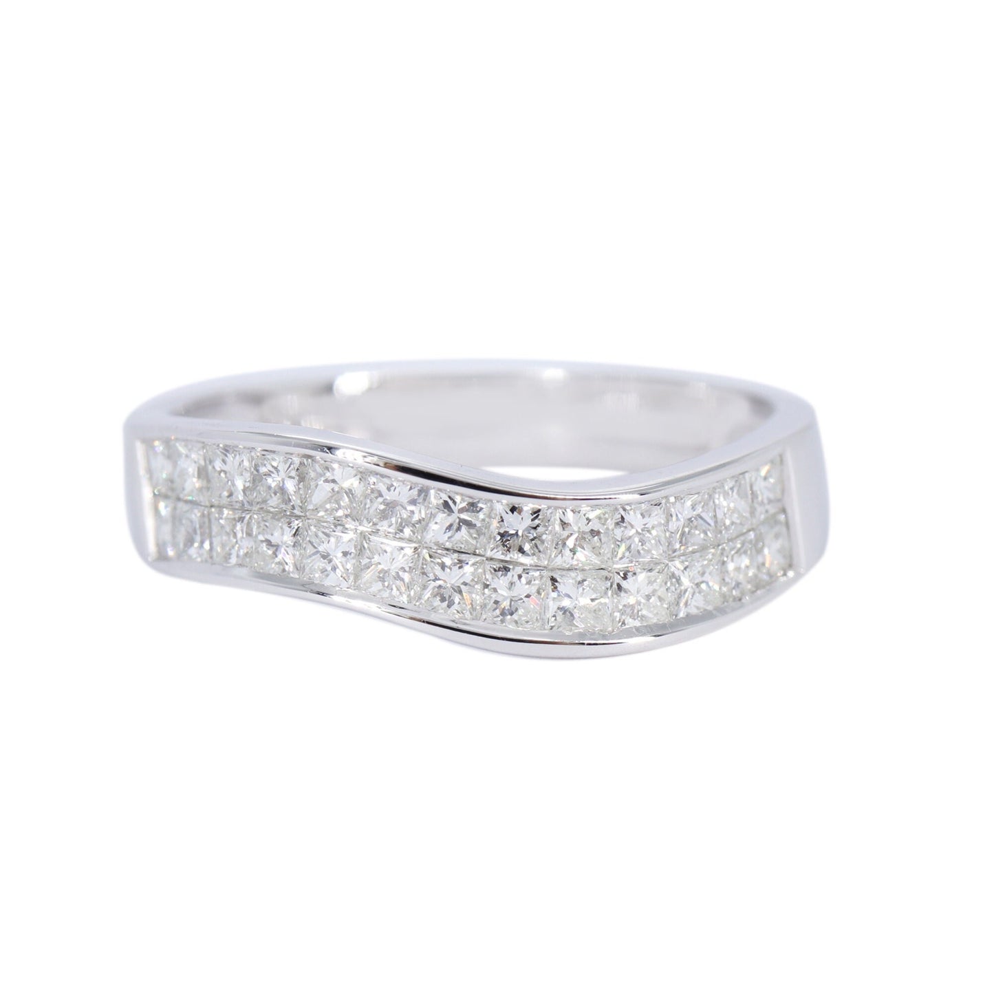 White Princess Cut Ring 14K Gold