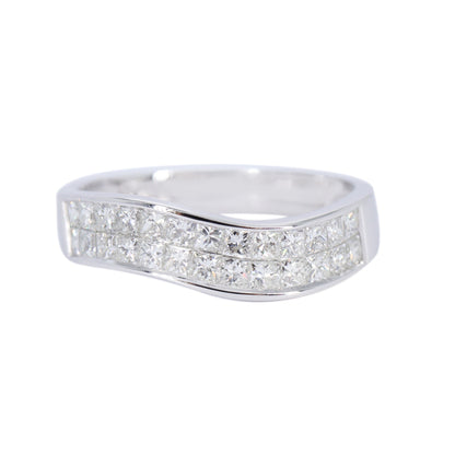 White Princess Cut Ring 14K Gold