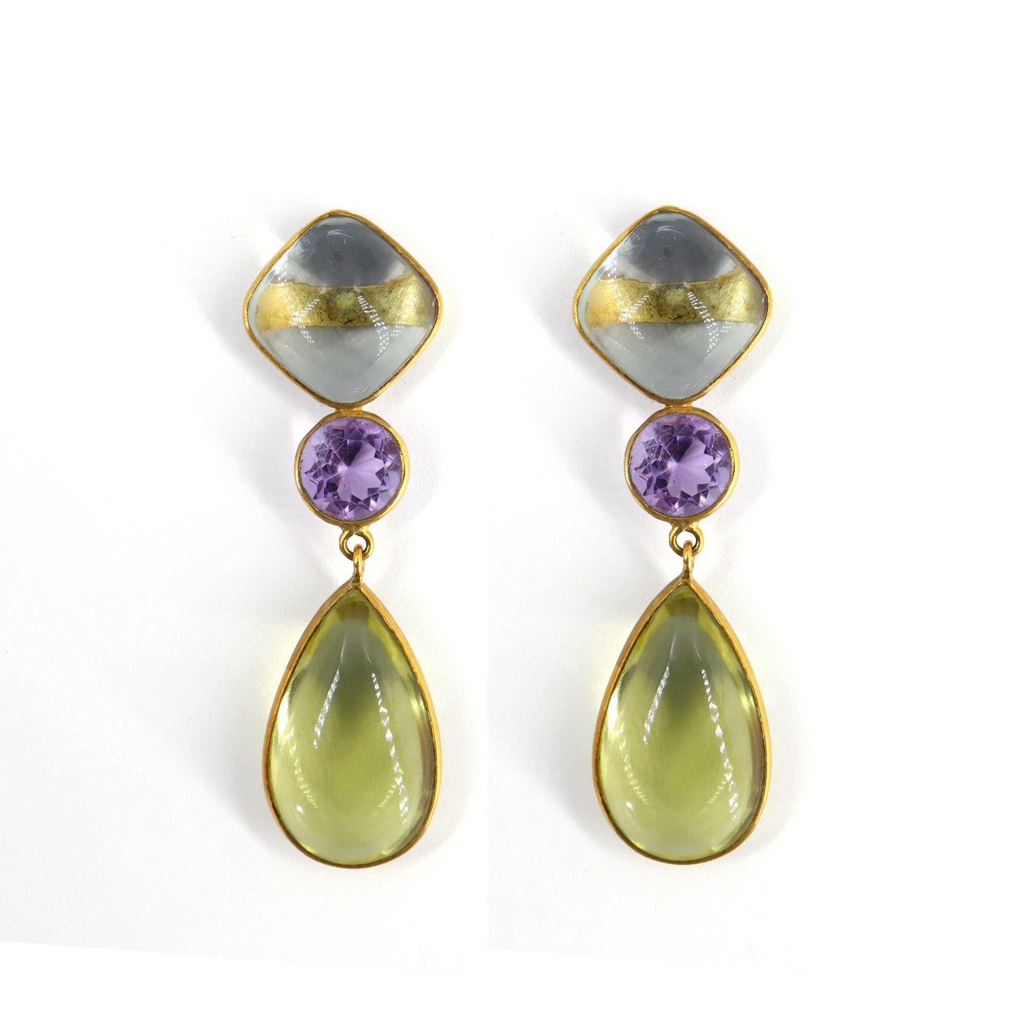 Green Amethyst Earring 18K Gold
