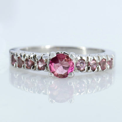 Solitaire Pink Tourmaline Ring Silver