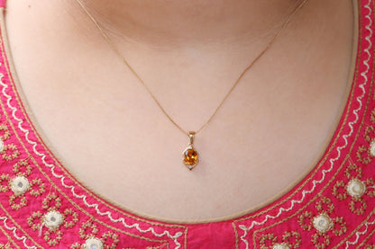 Citrine Necklace 14K Gold