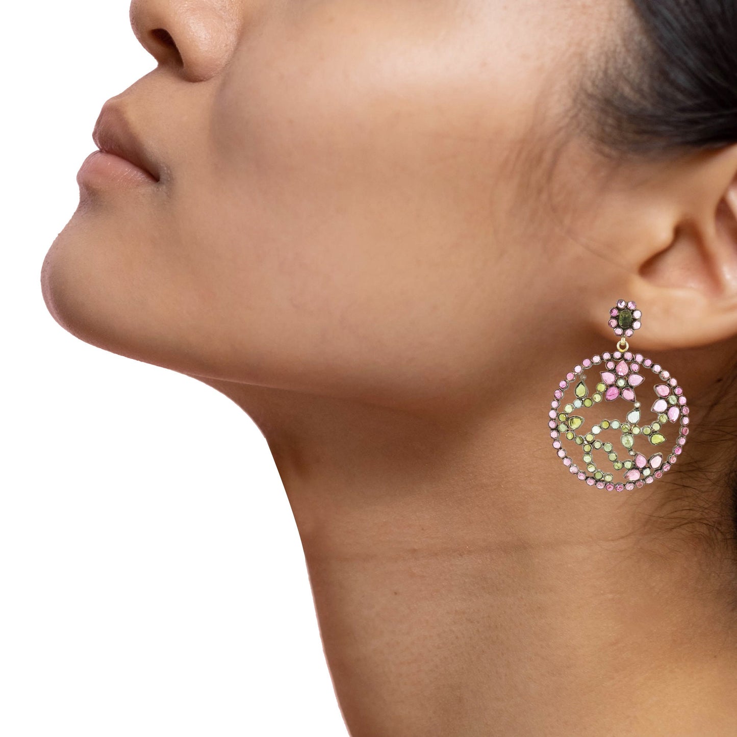 Pink & Green Tourmaline Earring
