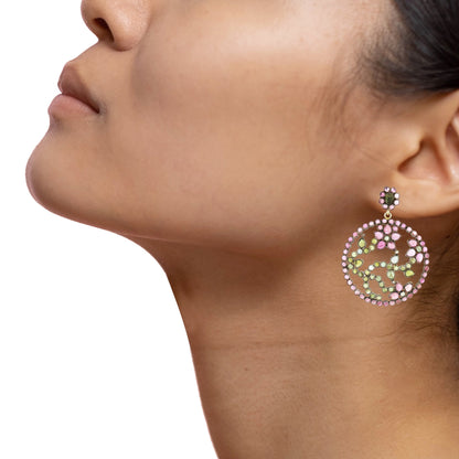 Pink & Green Tourmaline Earring