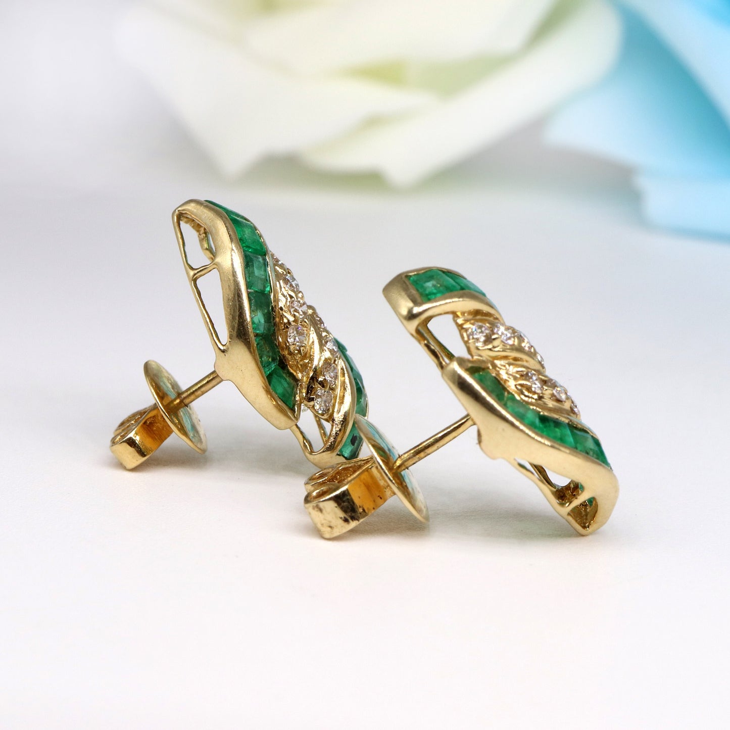 Emerald Stud Earring 14K Gold