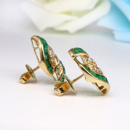 Emerald Stud Earring 14K Gold