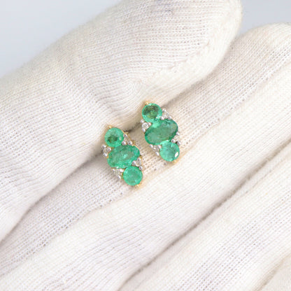 Emerald Dainty Earring 14K Gold