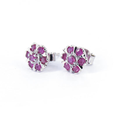 925 Sterling Studs Ruby Studs Birthday Studs Earring Silver